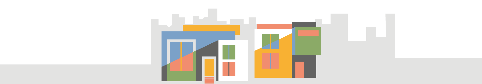 Mein Oeder Weg - Illustration zur Bebauung: Symbolhafte Gebäude