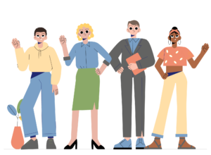 Mein Oeder Weg - Illustration zur Nachbarschaft: Eine Gruppe verschiedener Personen